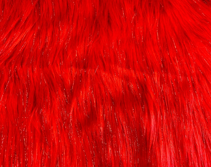 Red Sparkle Faux fur Upholstery Arts & Crafts fabric By The YARD