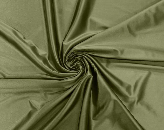 Sage Green Stretch Satin spandex Fabric Bridal Dress 58” Wide sold by The Yard