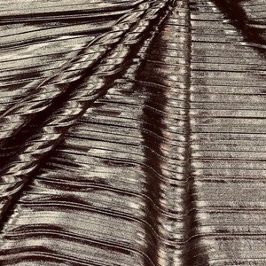 Gold Metallic Accordion foil Pleated Polyester Fabric/Stretch Fabric/Light Weight/ 58 Inches Wide.