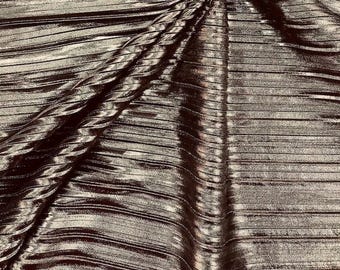 Gold Metallic Accordion foil Pleated Polyester Fabric/Stretch Fabric/Light Weight/ 58 Inches Wide.