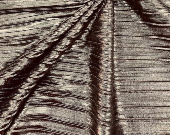 Gold Metallic Accordion foil Pleated Polyester Fabric/Stretch Fabric/Light Weight/ 58 Inches Wide.