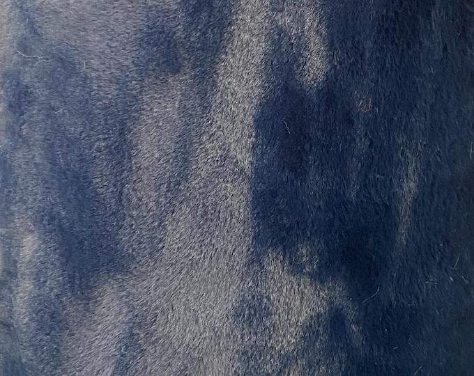 Navy plush thick minky bunny fabric / 58" Wide / Sold by the Yard