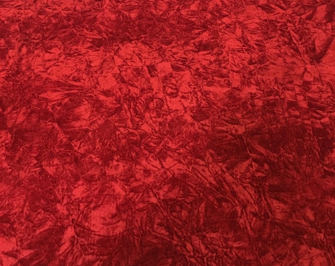 Dark Red Crushed Velvet upholstery drapery Fabric BY THE YARD 58" Wide