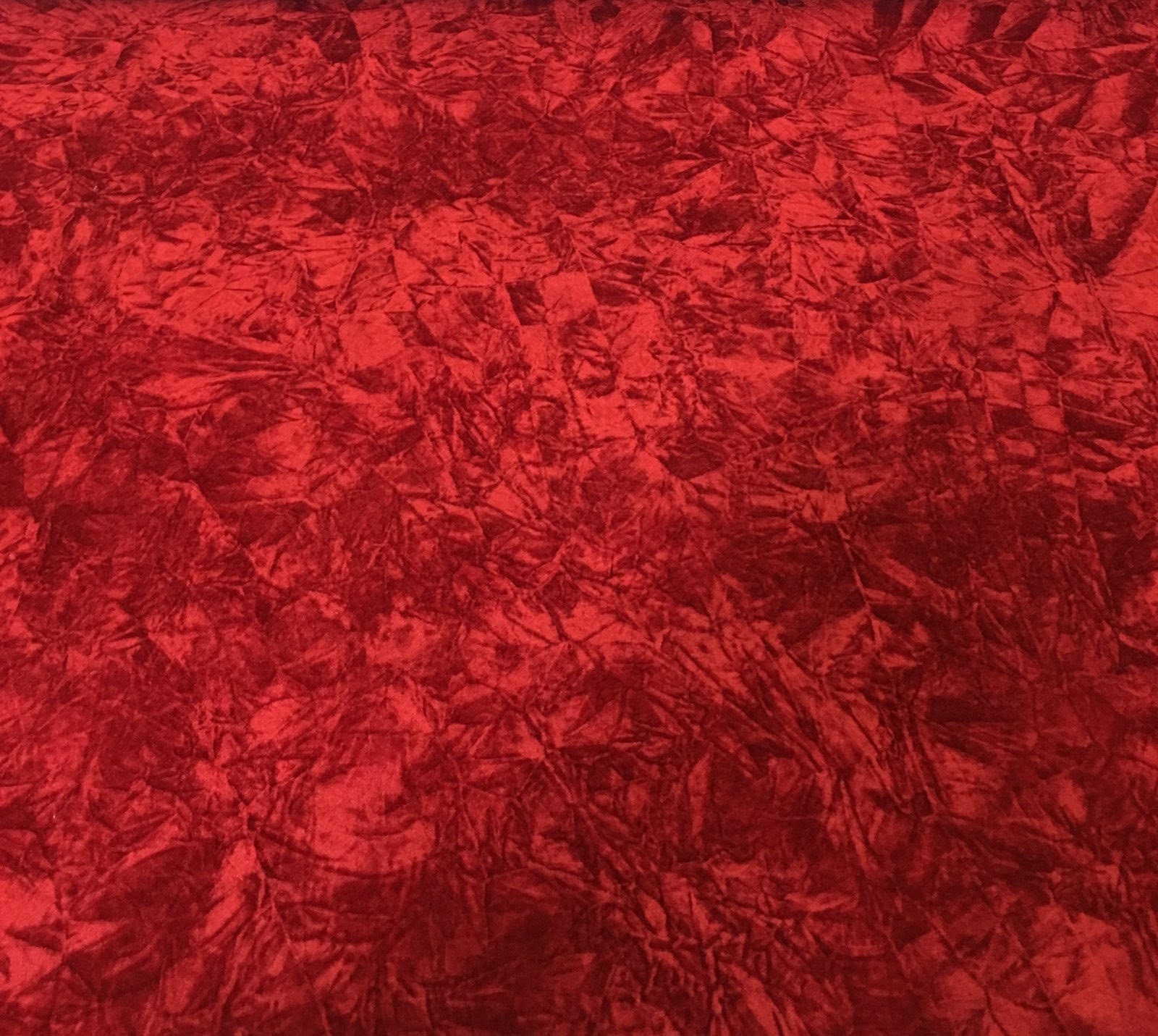 4-Way Stretch Crushed Velvet Fabric - Red