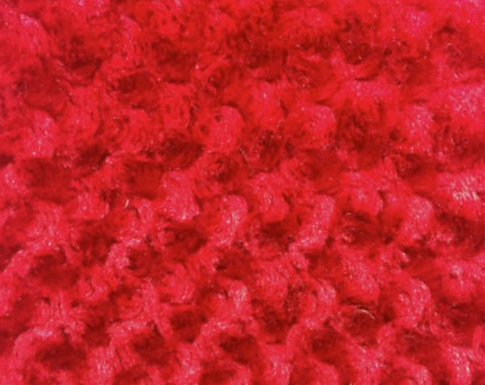 Minky Red Rosebud floral fur soft fabric BY THE YARD 60" Wide