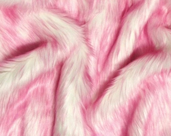 Faux Fur fake White With buble gum Frosted tips fabric 60" Wide sold by the yard
