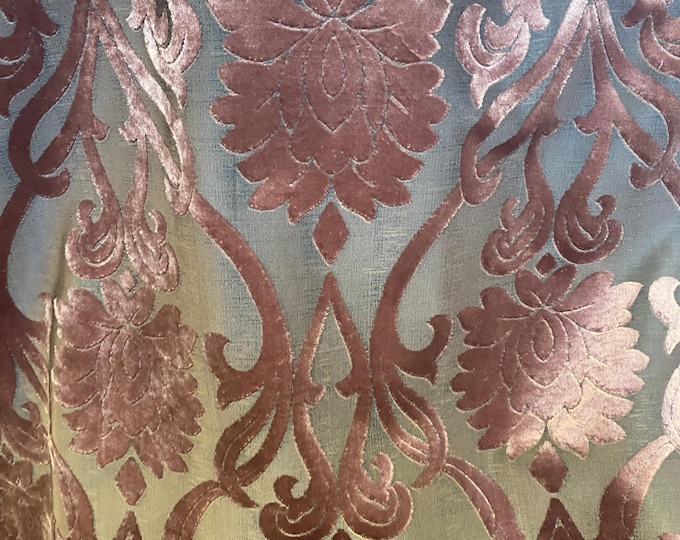 Violet Velvet burnout Damask Upholstery Drapery fabric sold by the yard 54" wide