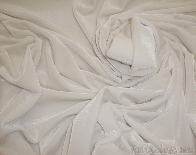 Ivory Stretch Velvet Fabric By The Yard | 58’’ wide