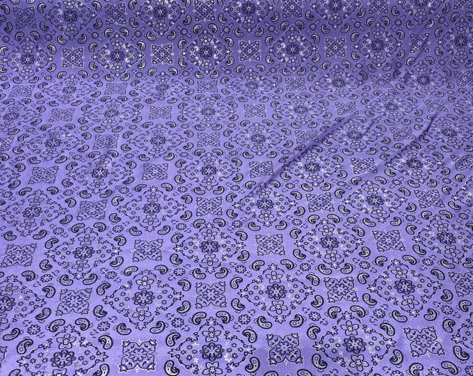 Lilac Stretch bandana paisley spandex fabric 58" wide