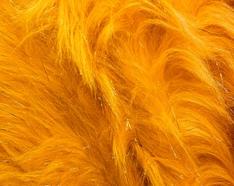 58"  Wide Yellow Sparkle Faux fur pile Upholstery Fashion Decor Arts & Crafts Bedding fabric By The YARD