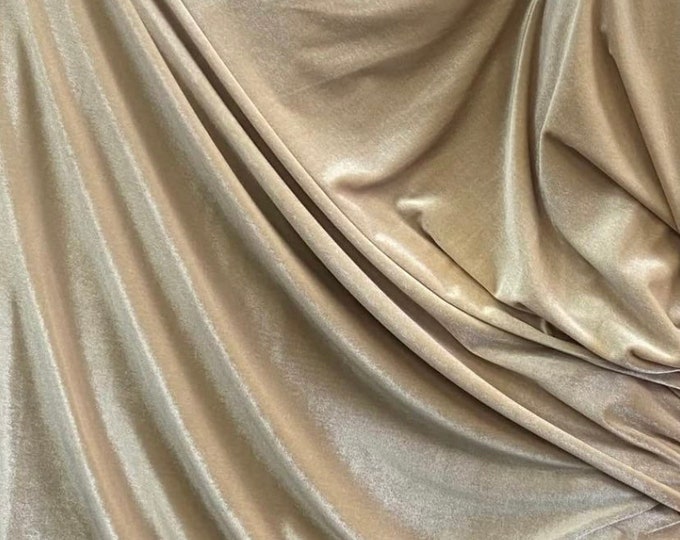 Beige Stretch Velvet Fabric sold By The Yard 58’’ wide
