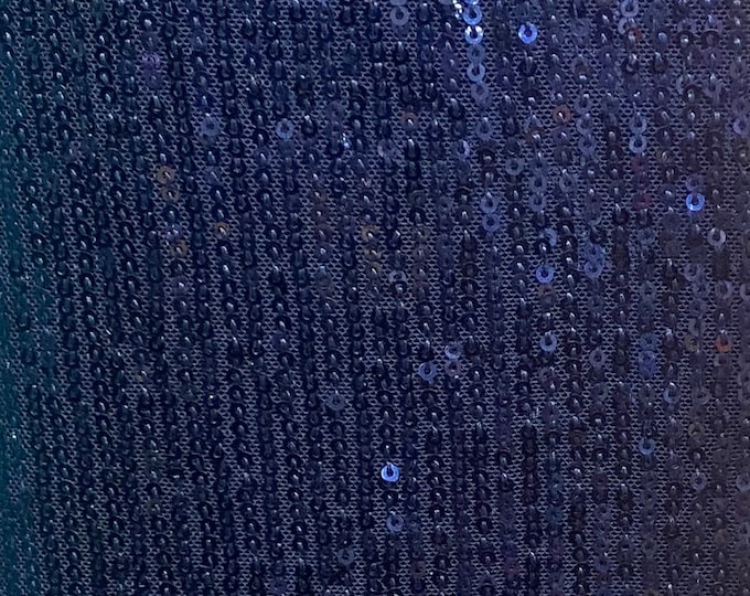 Navy Pleated Glitz Sequin Mesh Fabric By The Yard