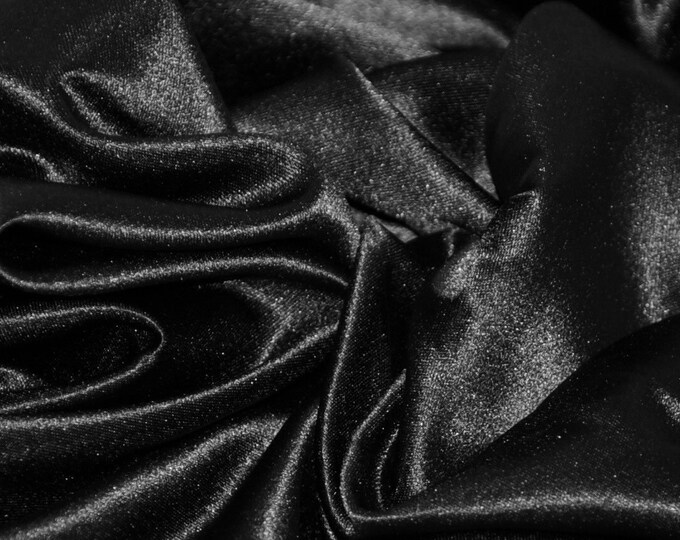 Black Lamour Dull Bridal Satin  drapery dress fabric per yard