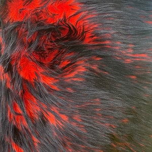 Faux Fur fake black on red base Frosted tips fabric 60&quot; Wide sold by the yard