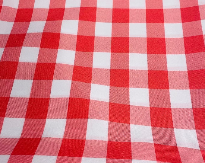 Coral 58/59" Wide 100% Polyester Poplin Gingham Checkered Fabric By The Yard