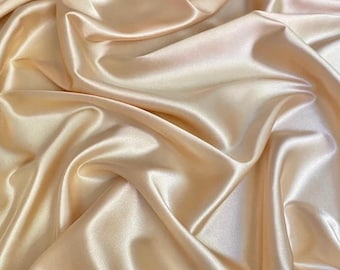Champagne Heavy Shiny Bridal Satin Fabric for Wedding Dress, 60"  wide