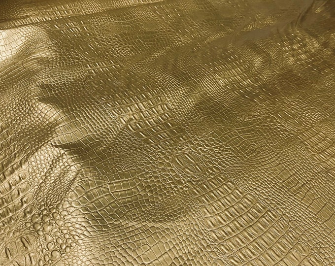 Gold gator with sparkles all over Faux leather vinyl 54" Wide sold by yard