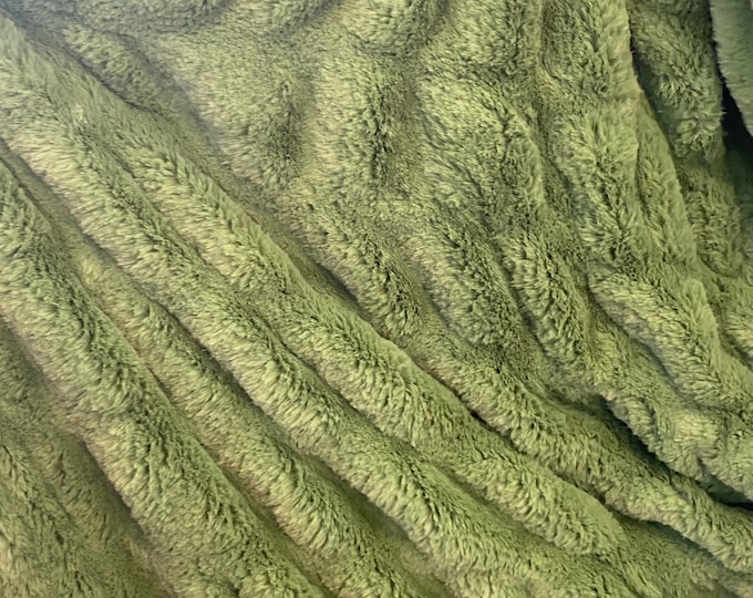 Chinchilla faux fur- Avocado  BY THE YARD