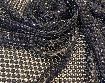 Black Diamond Rhinestone Mesh Fabric – Sparkly Crystal Net Fabric by the Yard for Costumes, Dancewear, Gowns, DIY Crafts