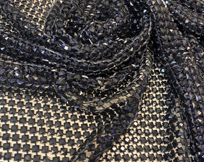 Black Diamond Rhinestone Mesh Fabric – Sparkly Crystal Net Fabric by the Yard for Costumes, Dancewear, Gowns, DIY Crafts