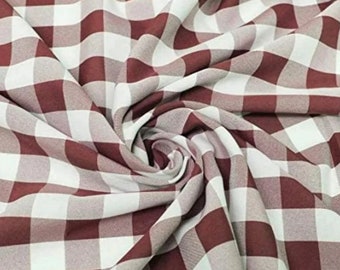 Burgundy Polyester Poplin Gingham Checkered rod Panels living room curtains home decor window treatments nursey valance