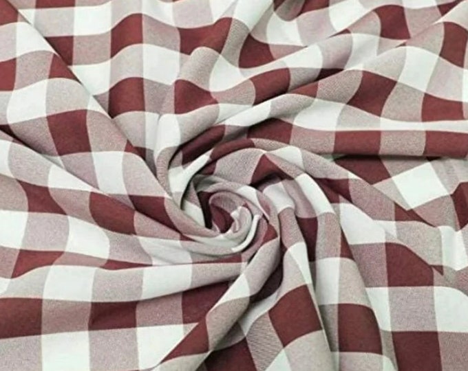 Burgundy Polyester Poplin Gingham Checkered rod Panels living room curtains home decor window treatments nursey valance