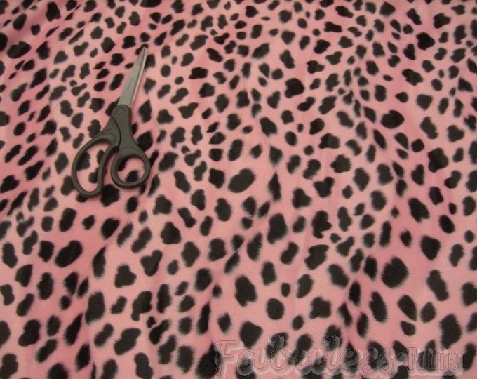 pink Dalmatian spots Animal print Velboa Fabric BY THE YARD 60" Wide Drapery, Upholstery, Clothing Fabric