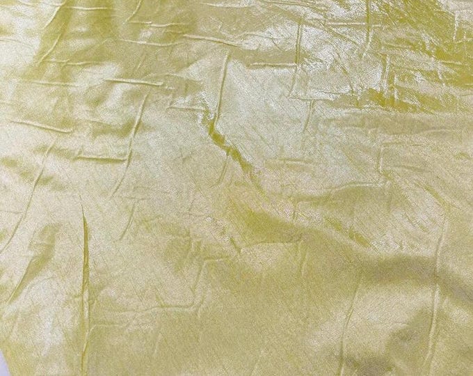 Yellow Metallic Faux Silk Fabric shantung by the Yard – Shiny Drapery Fabric for Dresses, Costumes, Decor & Event Backdrops