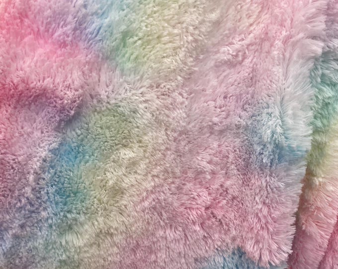 Pink silky  Bear Skin  Rainbow pastel Fabric 58" Wide Sold by the Yard