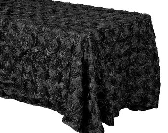 BLACK  Rosette Tablecloth Square Rose Grandiose Rosette Tablecloth Tablecloth