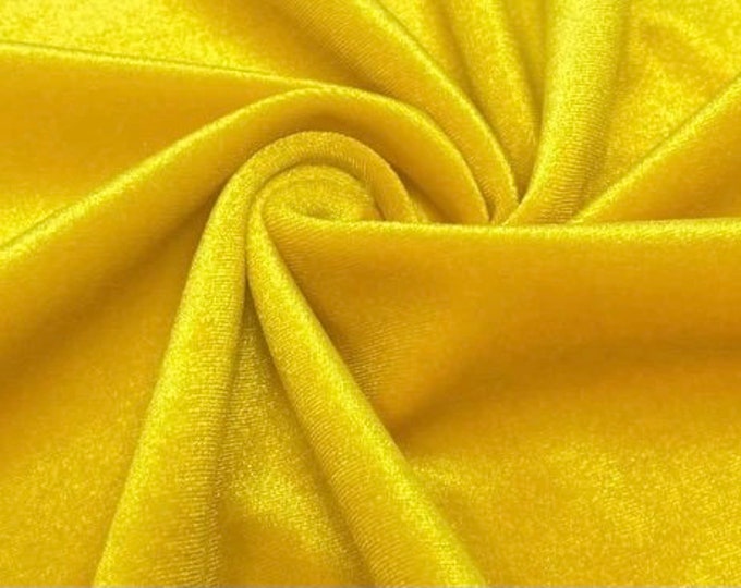 Yellow Stretch Velvet Polyester Velvet Fabric by the Yard for Tops, Dresses, Skirts, Dance Wear, Costumes, Crafts