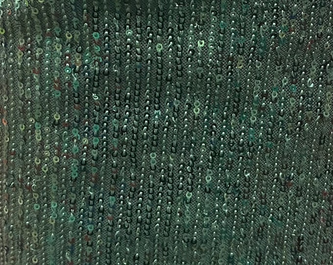 Hunter green Pleated Glitz Sequin Mesh Fabric By The Yard