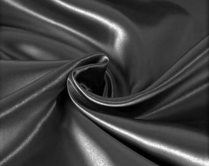 Charcoal Heavy Shiny Bridal Satin Fabric for Wedding Dress, 60"  wide