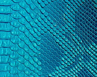 Turquoise Snake Viper vinyl  leather  Embossed upholstery fabric sold by the yard 54" Wide