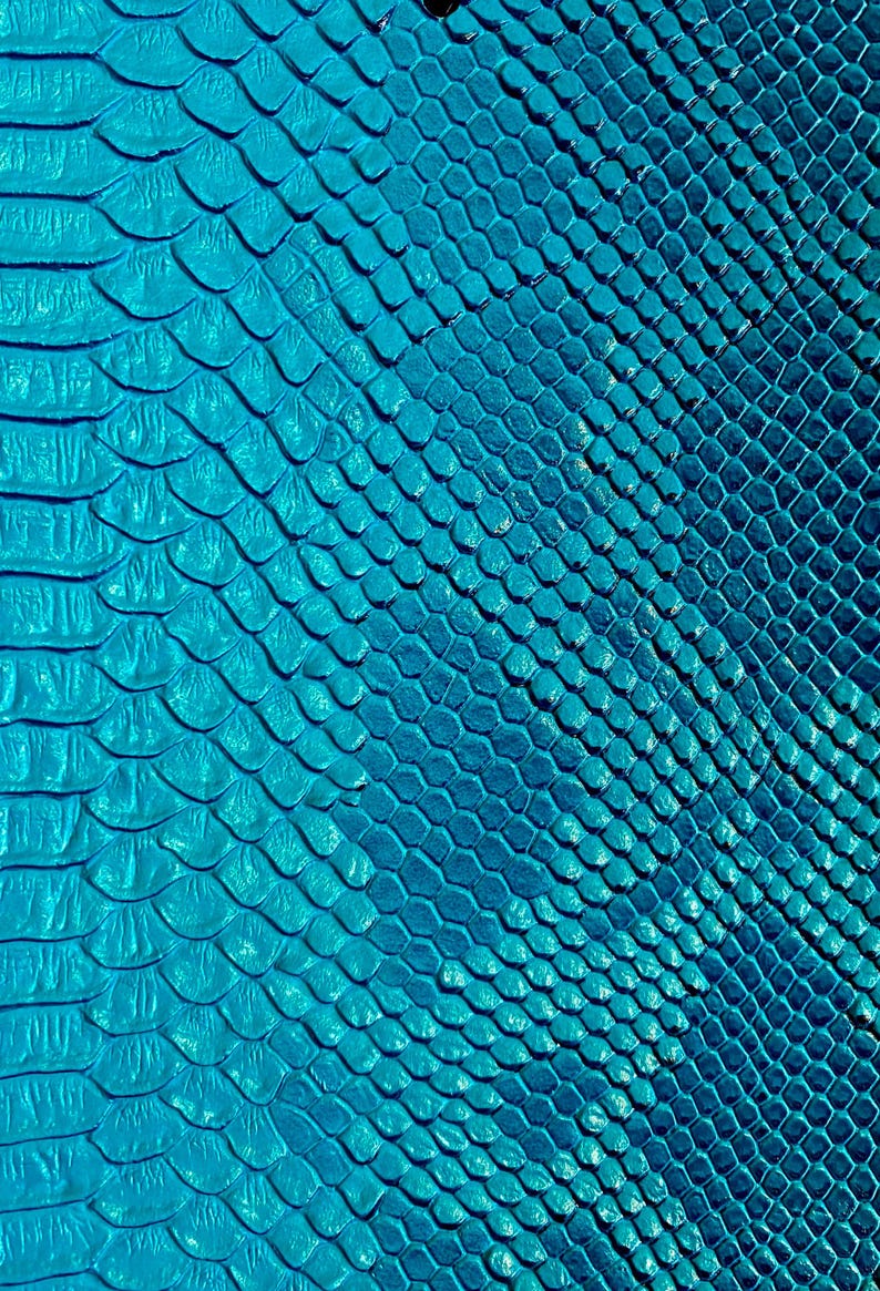 Turquoise Snake Patterned Turquoise Snake Viper Vinyl Leather Embossed Upholstery Fabric Sold by ...