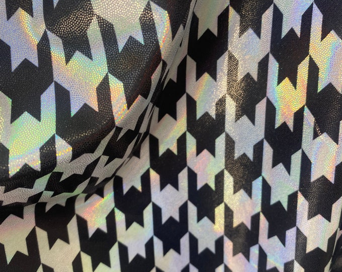 Houndstooth mystique silver /black Spandex, 4 way stretch 58" wide