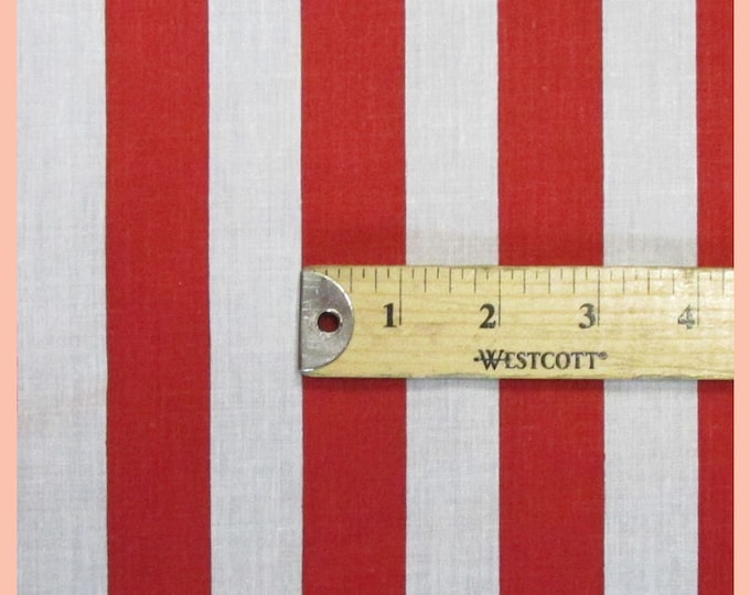 Red white stripe Poly cotton 1" stripe Sold by yard  POLYCOTTON 58" wide