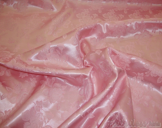 Dusty Rose Jacquard Satin Floral 58" wide per yard