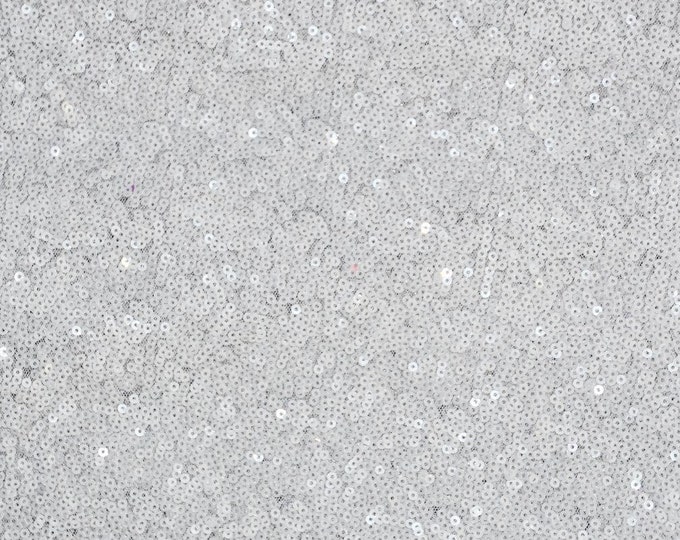 White Mini Disc Glitz Sequin Fabric /54" Wide By The Yard