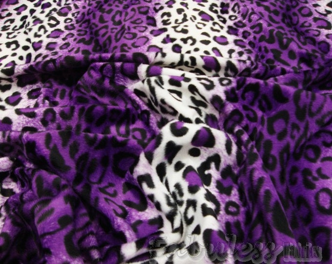 purple Leopard Cheetah spots Animal Print Velboa Upholstery Fabric BY THE YARD 60" Wide