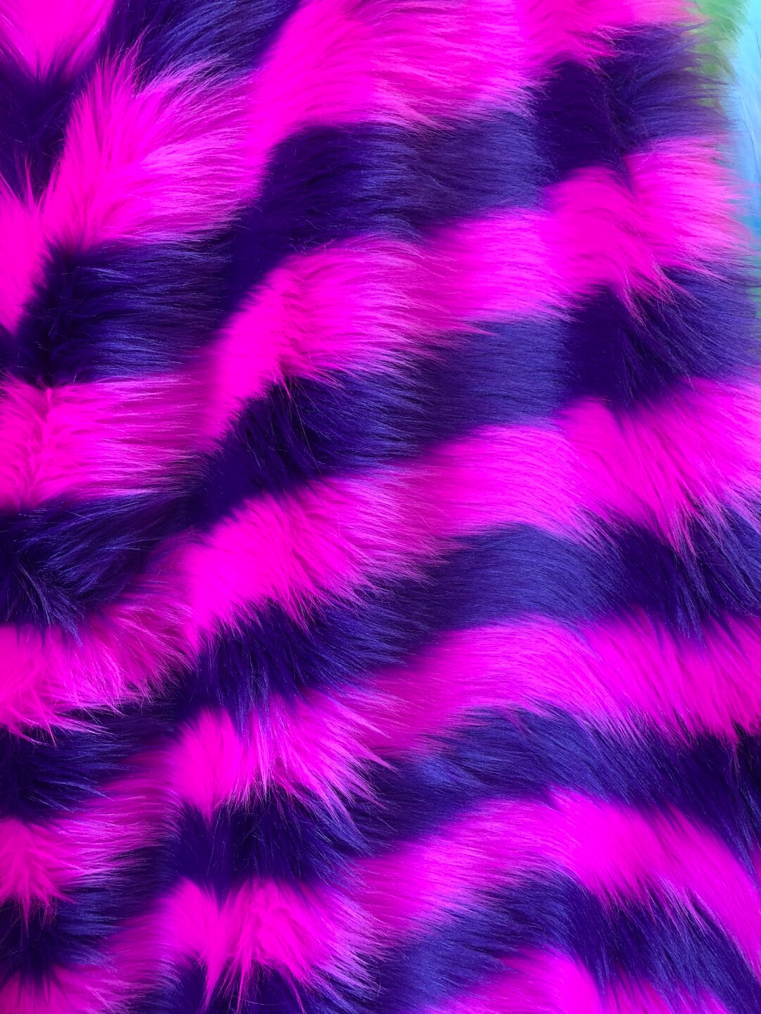Purple and Fuchsia Stripe Shaggy Faux Fur Long Pile Fabric - Etsy