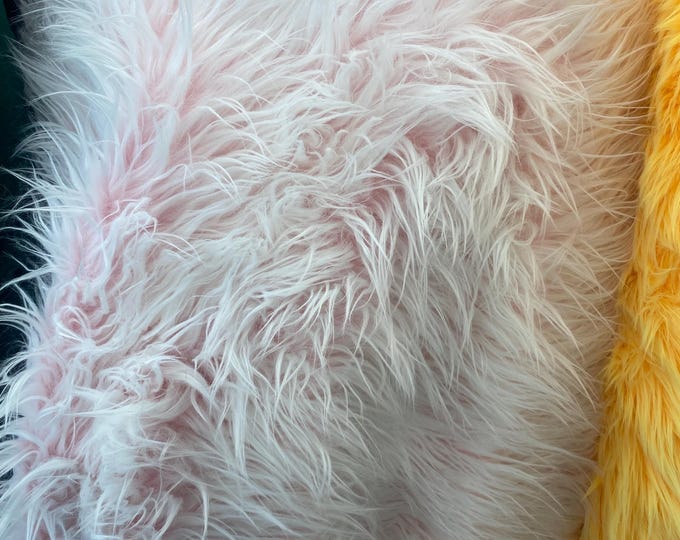 Pink Frosted Mongolian Fake Faux Fur upholstery fabric by the yard  60 Inch wide LONG PILE