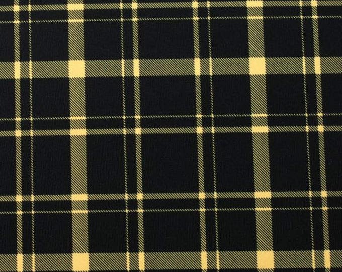 Plaid yellow black,Spandex 4 way stretch, 58"