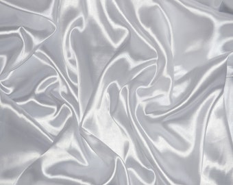 Charmeuse Satin polyester fabric 60" Wide White Solid Silky Shinny by the yard