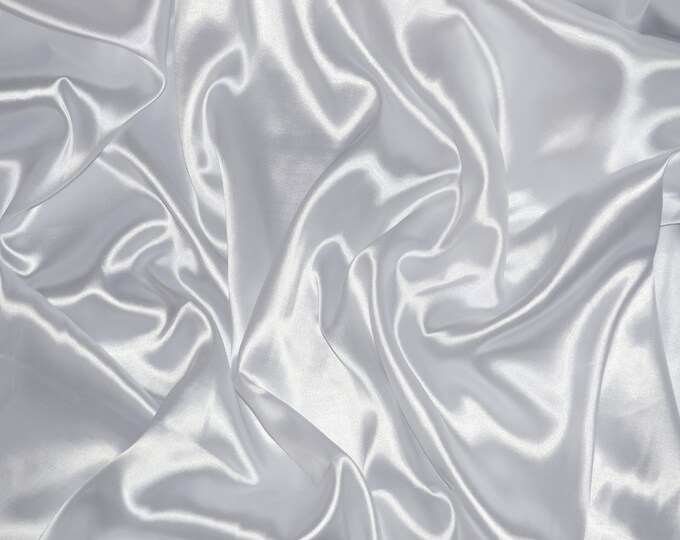 Charmeuse Satin polyester fabric 60" Wide White Solid Silky Shinny by the yard