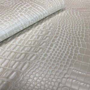 Vinyl faux leather/ Beige Marine Gator Upholstery Crafting Outdoor-  Sold By The Yard - 54&quot;