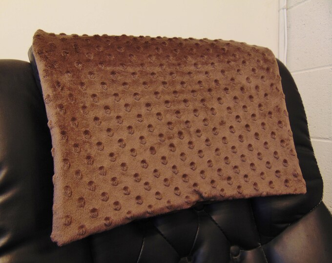 Chocolate brown minky dot sot Sofa, Loveseat, Chaise, chair, Headrest Recliner Cover, leather damage Protector, Suede backing.