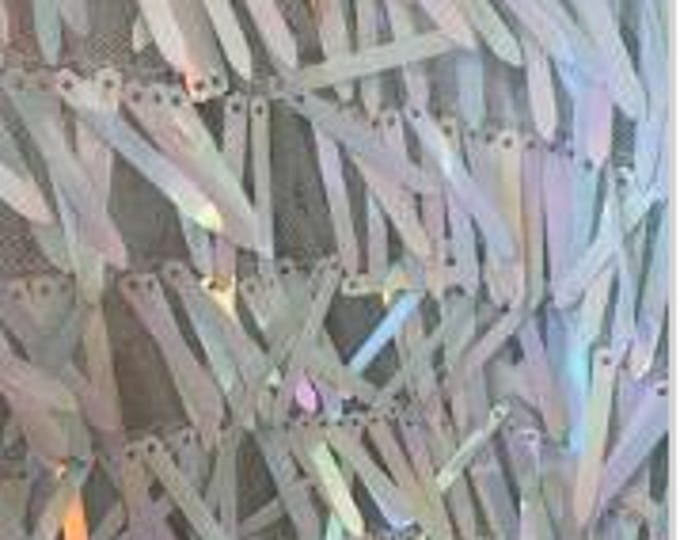 Silver iridescent Swords Design Iridescent Sequins Costume Craft Fabric by The Yard.
