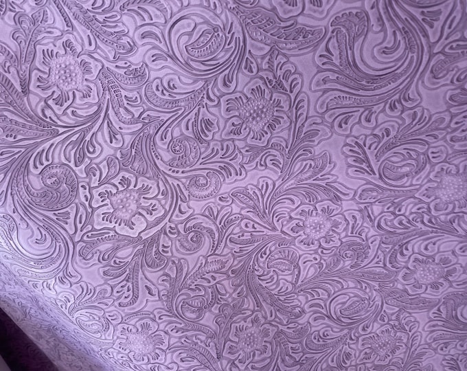 Faux Vinyl Lavender Western Embossed Floral fabric per yard 54" Wide