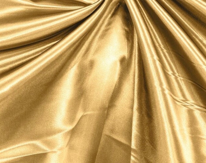 Gold Heavy Shiny Bridal Satin Fabric for Wedding Dress, 60"  wide